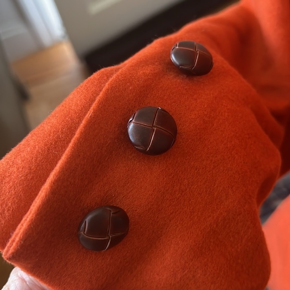 Vintage 1980s Mary Ann Restivo Persimmon Orange Wool and Cashmere Blazer  Sz 4 - Picture 11 of 12
